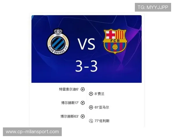 巴萨再度防守失误，3-3与布鲁日战平，晋级形势堪忧，巴萨43场不败